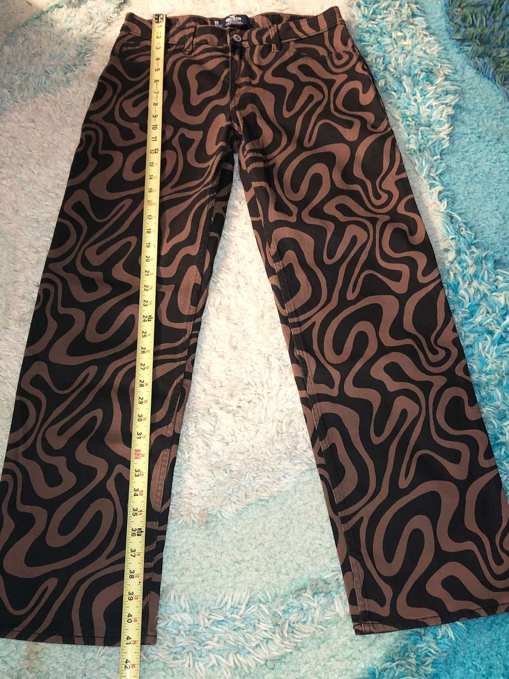 Hollister Low-Rise Straight Jeans Brown/Black Abstract Stretch - Picture 4 of 8